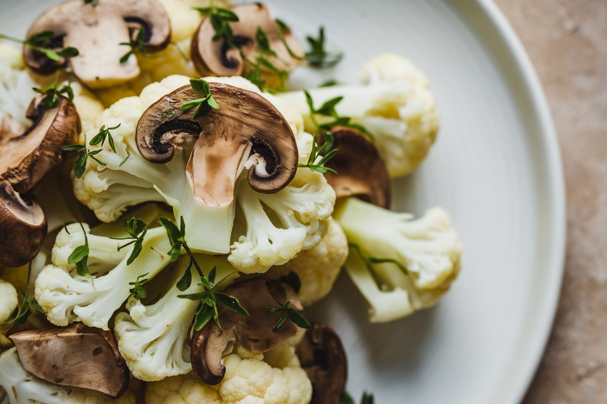 koolhydraatarm recept bloemkool en champignons